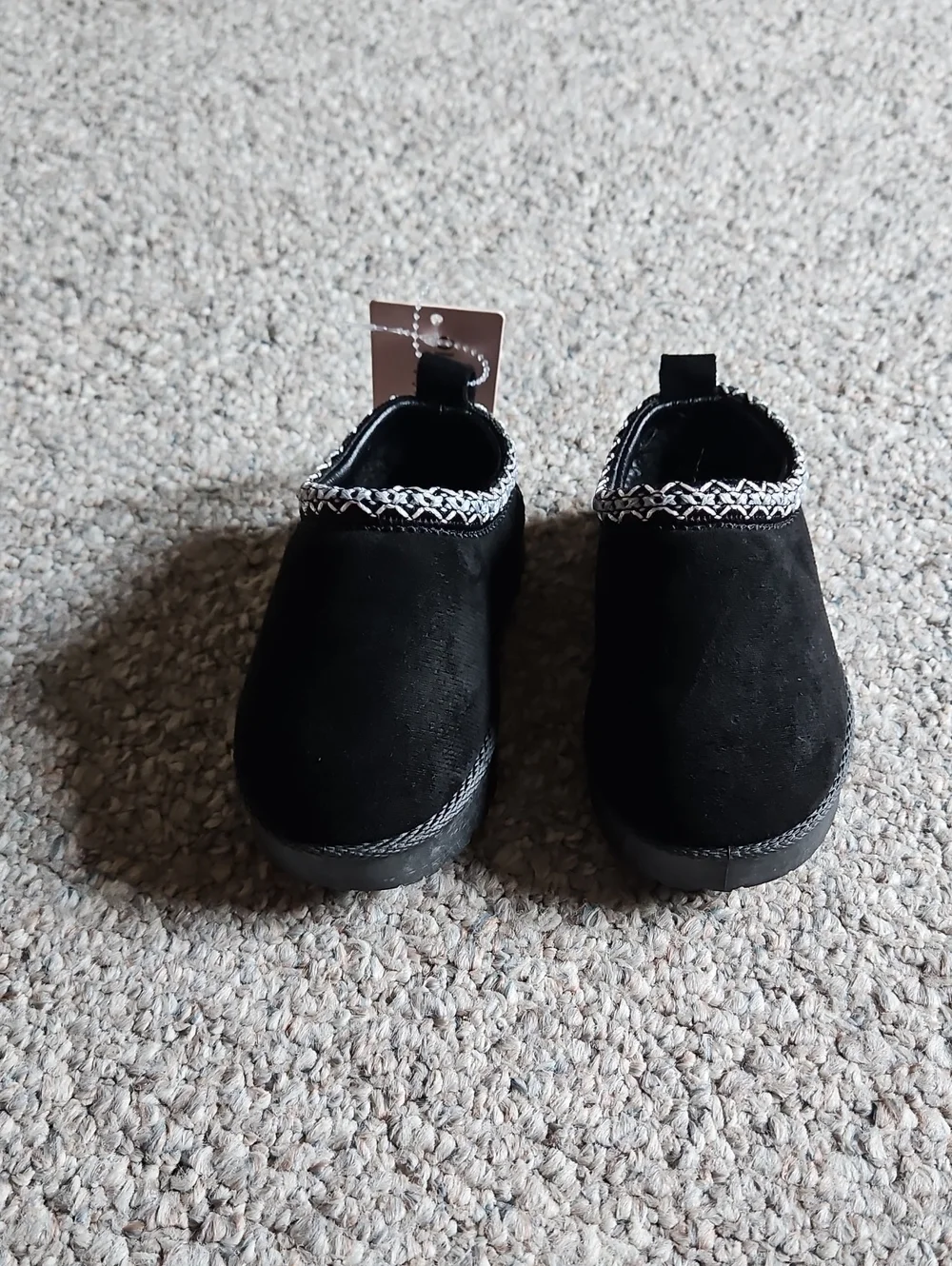 New Olivia& Katr Kids Black Slip-On Shoes with Decorative Trim